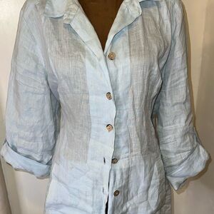 Soft Surroundings Sky Blue Button Down Shirt